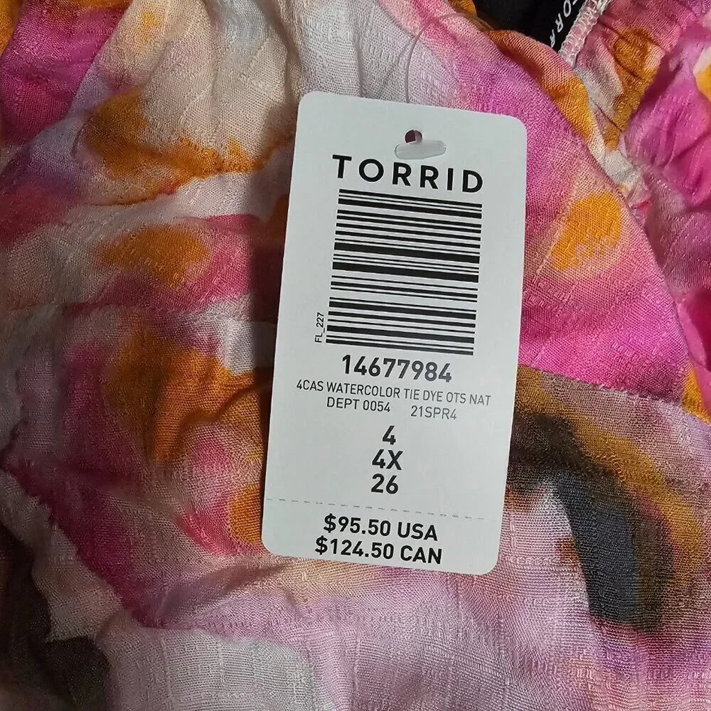 Torrid - Multi Watercolor Tie-Dye Off Shoulder Skirt Set - 4X - Picture 3 of 3